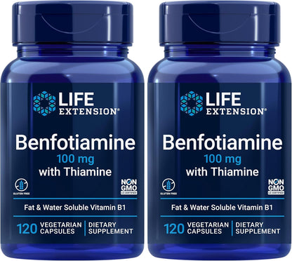 Life Extension Benfotiamine with Thiamine - 100 mg - 120 Vegetarian Capsules