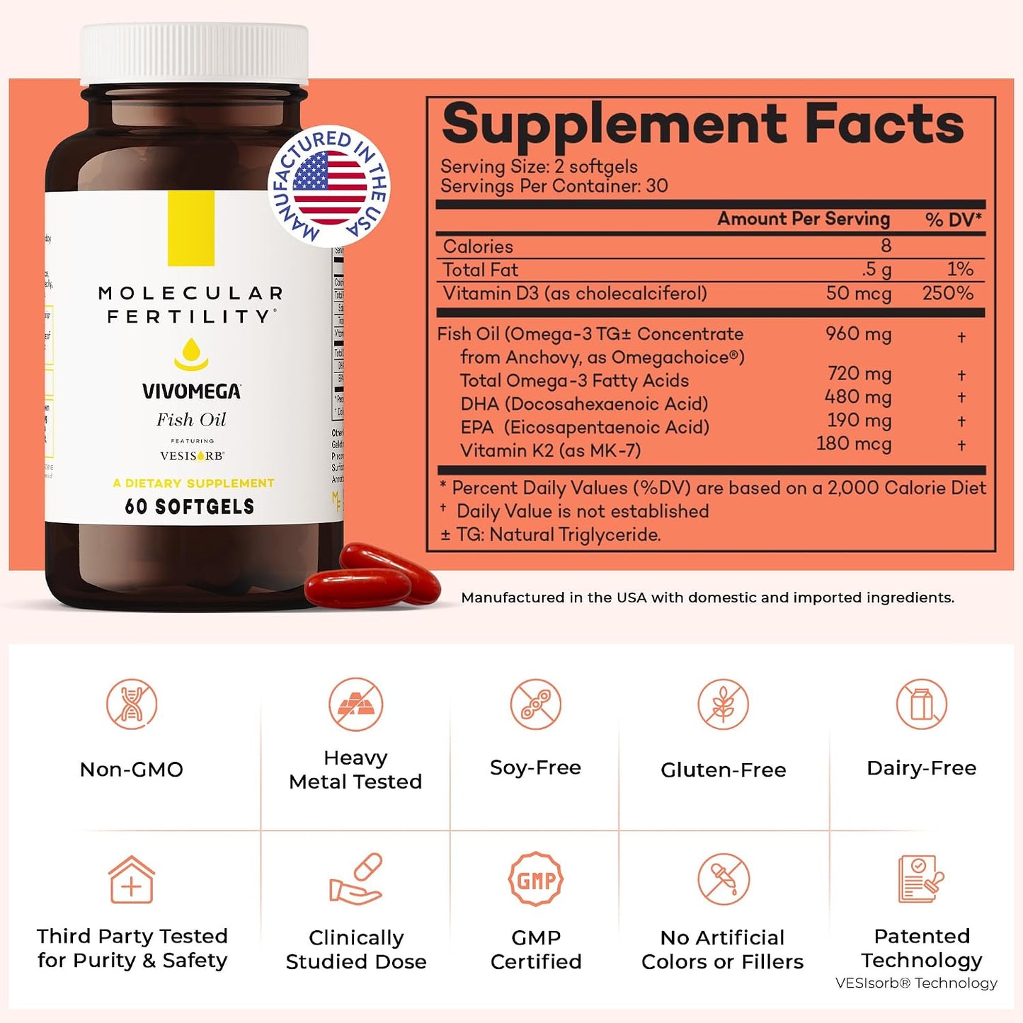 VIVOMEGA Fish Oil with VESIsorb – Fertility Supplement for Women and Men - görsel 7