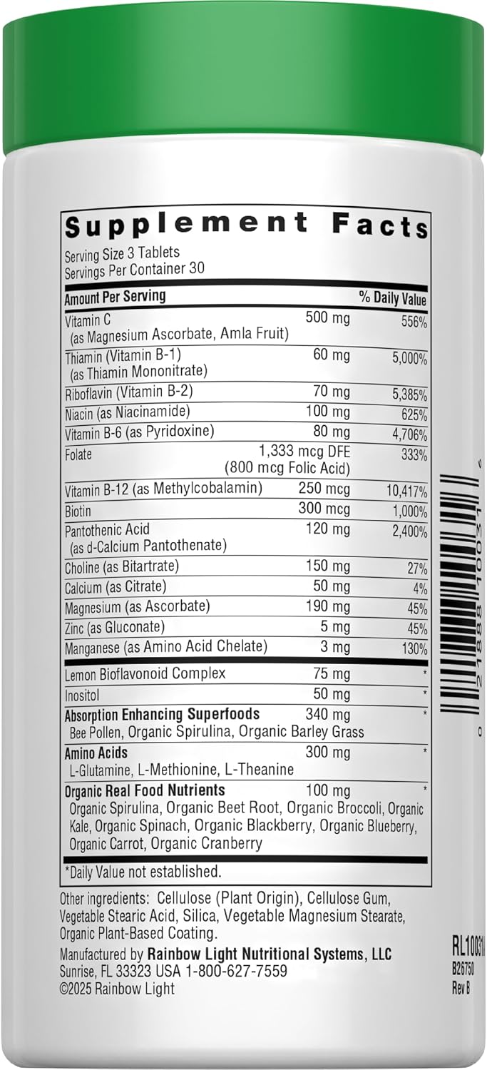 Rainbow Light Complete B-Complex, 90 Tablets, Food Based, Energy Support - görsel 2