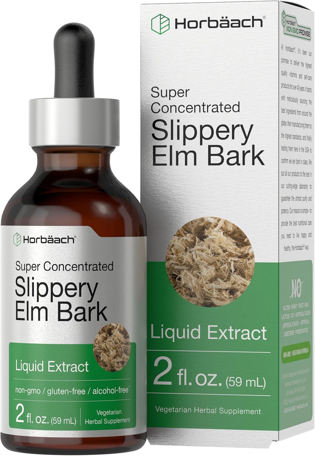 Horbäach Slippery Elm Liquid Drops | 60 ml | Alcohol-Free Bark Extract Tincture | Non-GMO, Gluten-free - görsel 1