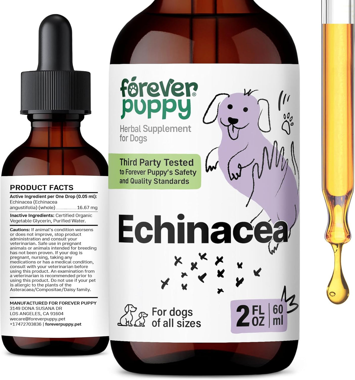 Forever Puppy Echinacea Drops for Dogs, 60 ml – Natural Immune Support Tincture - görsel 1