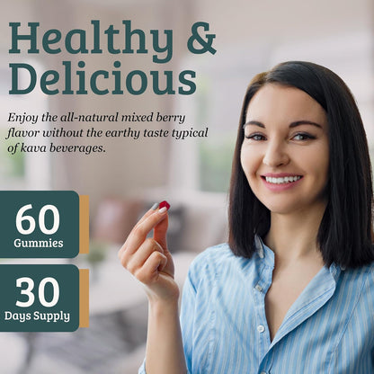 SUNMED Kava Gummies for Stress Relief & Deep Calm | 100mg Kavalactones | Vegan, Pacific Island Root Extract | Mixed Berry Flavour