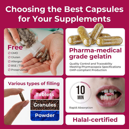Empty Gelatin Capsules Size 0 – 1000 Count – Kosher Halal DIY Capsules