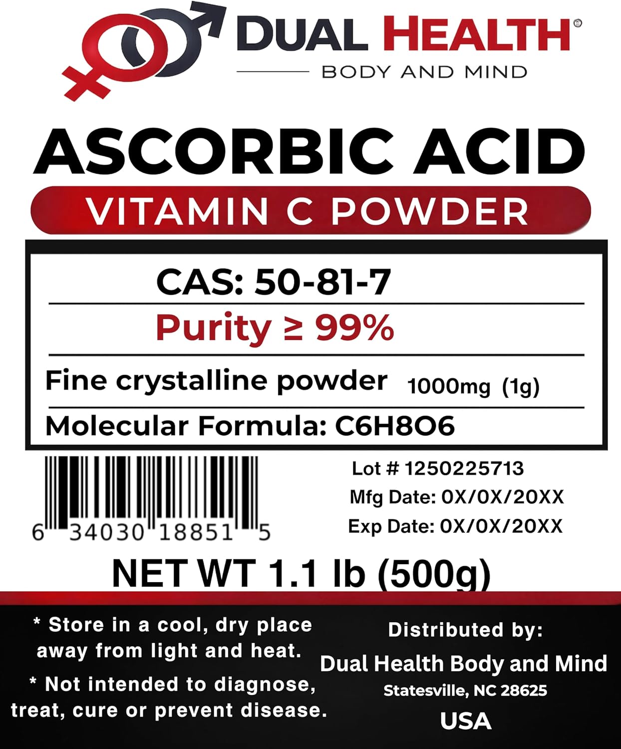Ascorbic Acid Pure Vitamin C Powder (500g) - görsel 2