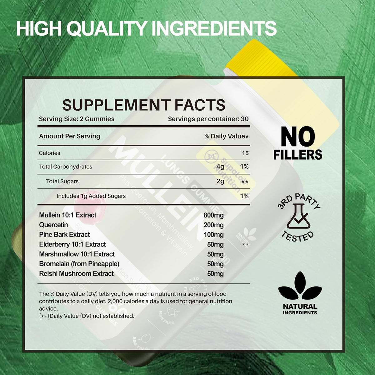 MEGNETA Natural Mullein Lung Cleanse Gummies - Apple Flavour, 60 Gummies - görsel 2