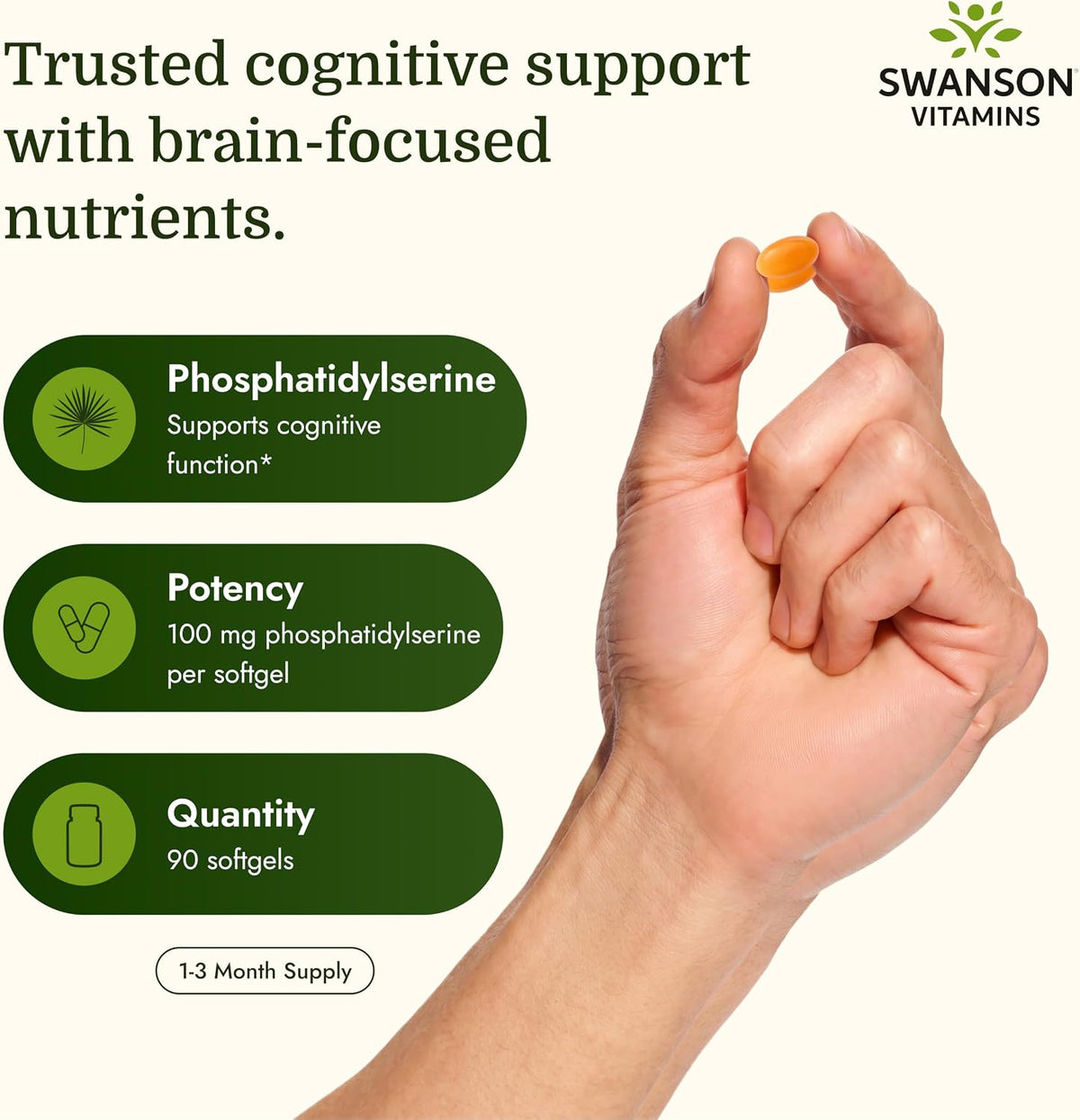 Swanson Phosphatidylserine 100 mg, 90 Softgels - görsel 3
