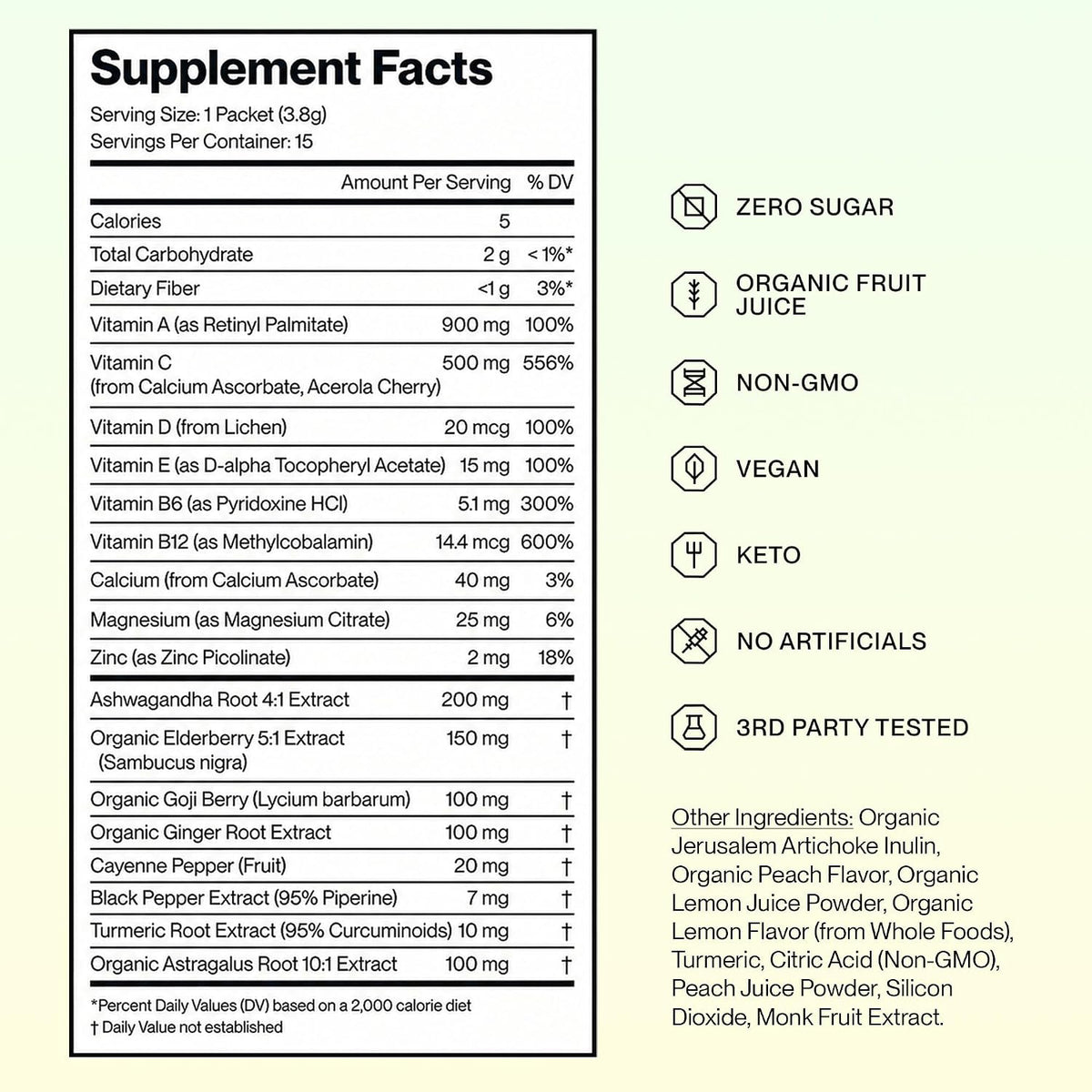Feel Goods Immunity+ Immune Support Drink Mix - Peach Lemonade, 15 Stick Packs - görsel 4