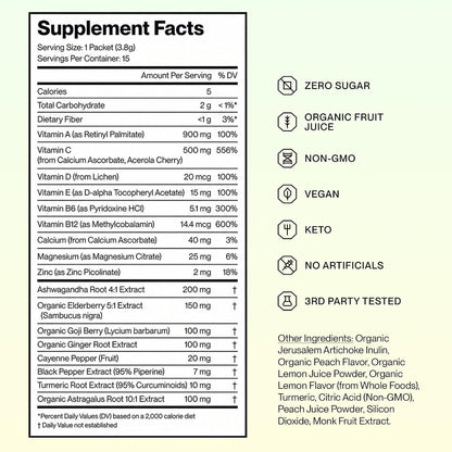 Feel Goods Immunity+ Immune Support Drink Mix - Peach Lemonade, 15 Stick Packs
