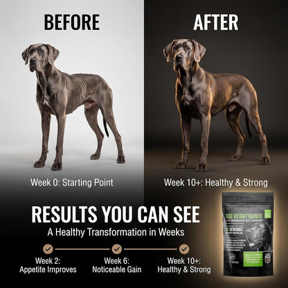 Dog Weight Gainer with Probiotic Digestive Support – 90 Servings