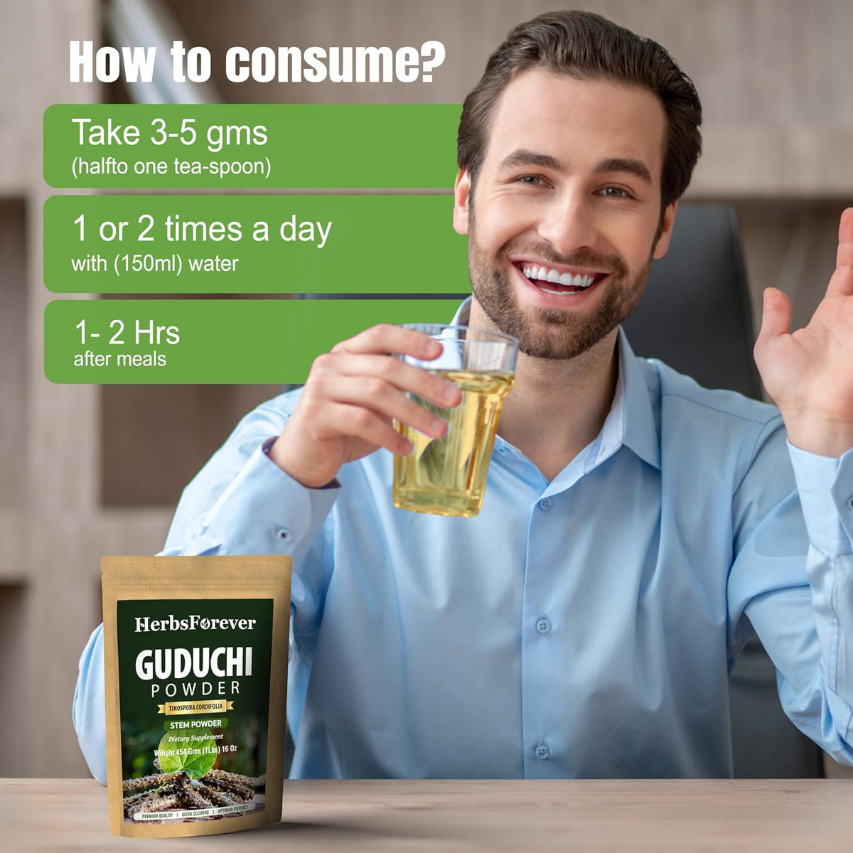 Herbsforever Guduchi Powder (Tinospora cordifolia) - 454g, Premium Herbal Powder, Non-GM, Vegan, Gluten-Free - görsel 4