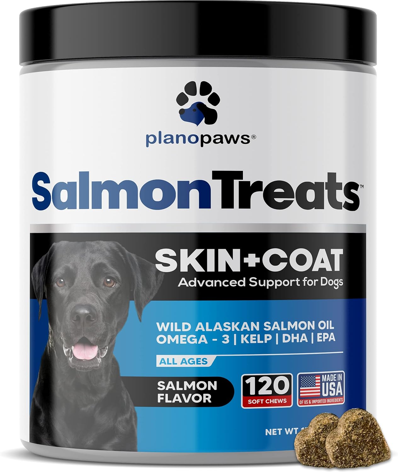 Plano Paws Wild Alaskan Salmon Oil for Dogs - Omega 3 Chews for Skin & Coat Support - 120 Soft Chews - görsel 1