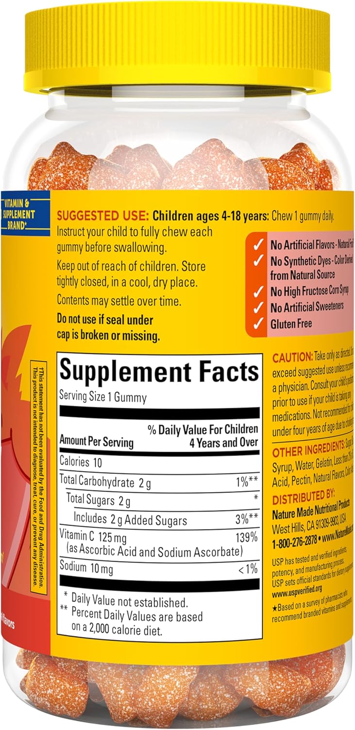 Nature Made Kids First Vitamin C Gummies, Tangerine Flavour, 110 Gummies - görsel 6