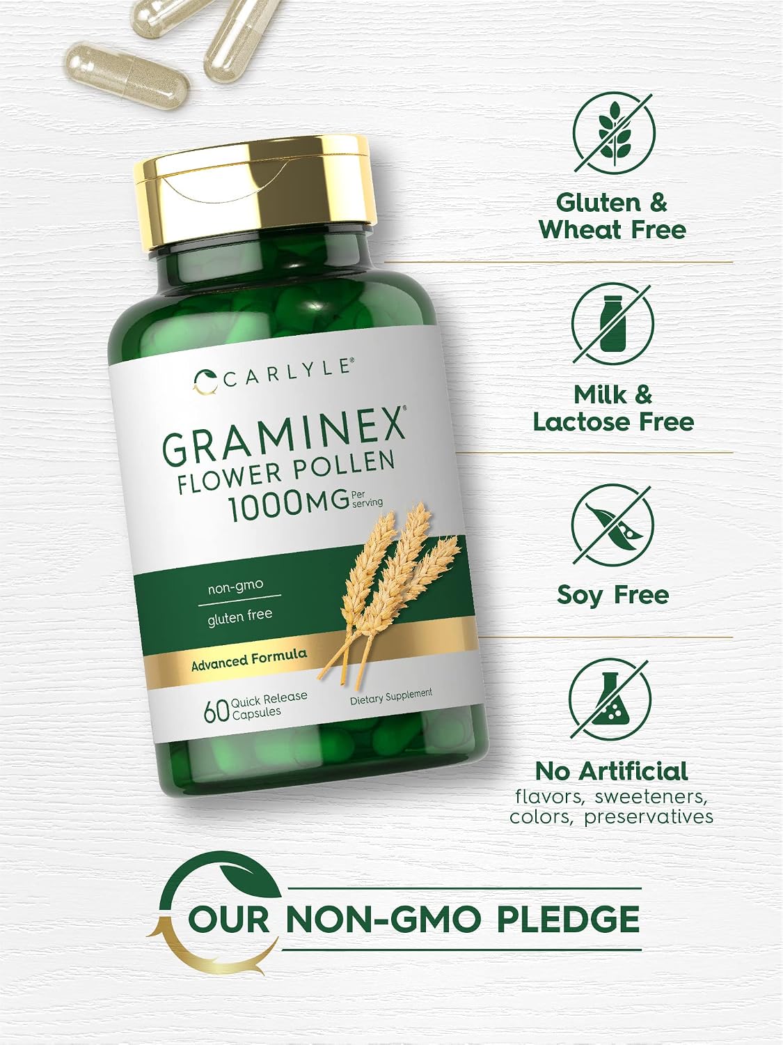 Carlyle Graminex Flower Pollen Extract 1000 mg | 60 Capsules - görsel 4