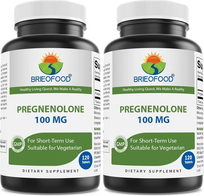 Brieofood Pregnenolone 100 mg 120 Tablets – Hormone Balance Supplement