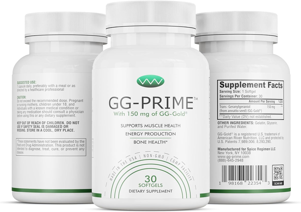 GG-Prime™ Geranylgeraniol Supplement – 150mg GG-Gold® from Annatto – Helps Support CoQ10 Production, Muscle & Bone Health – 30 Soft gel capsule Capsules - görsel 3