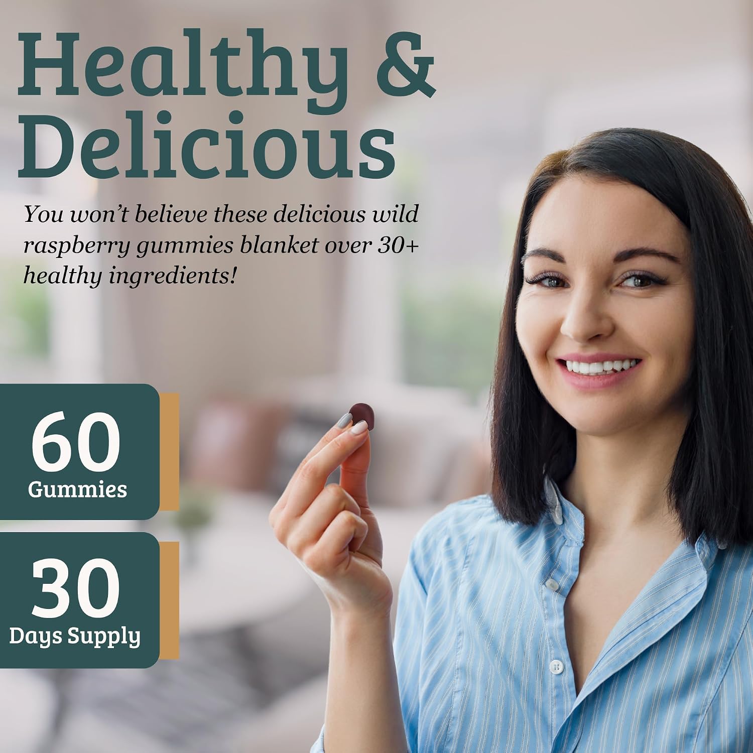SUNMED Supergreens Daily Gummies - Wellness Blend, Wild Raspberry, 60 Count - görsel 8