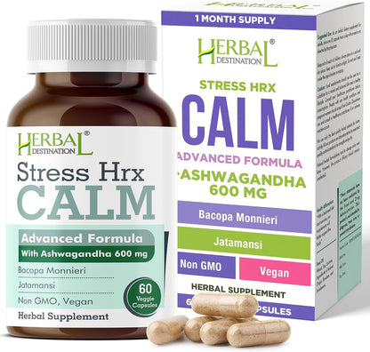 Stress Hrx, Ashwagandha Supplement Capsules, 600 mg, 60 Count