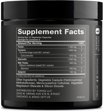 Fisetin Supplement – Ultra High Potency Senolytic Blend with Quercetin, Curcumin 97%, Apigenin & Milk Thistle – 3 Month Supply