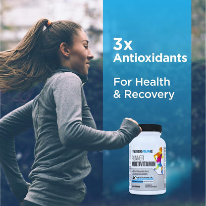 PEREGRUNE Runner Multivitamin | Formulated Vitamin with Antioxidants and Complete B Complex to Support Endurance and Energy | Probiotics, Whole Foods | Certified Running Supplements