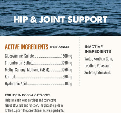 Grizzly Pet Products Joint Aid Liquid – Hip and Joint Health Food Supplement for Dogs and Cats, 473ml (16 fl oz)