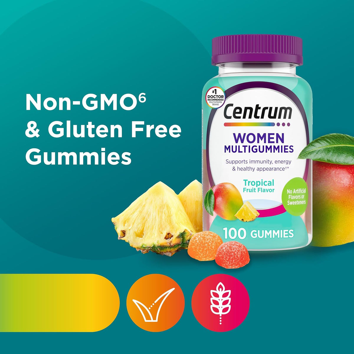 Centrum Women’s Multivitamin Gummies, Immune, Energy, Healthy Appearance Support, 100 Count, 50 Day Supply - görsel 9