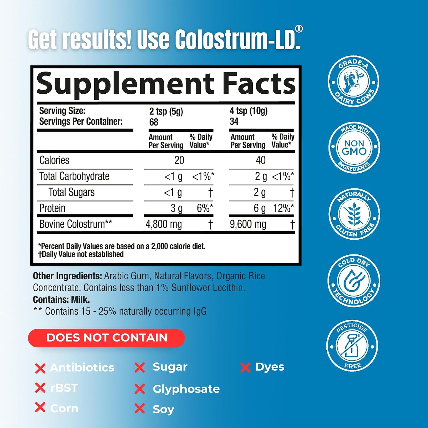 Colostrum-LD Powder | Unflavoured | Liposomal Delivery, Maximum Absorption | 12 oz/68 Servings - görsel 3
