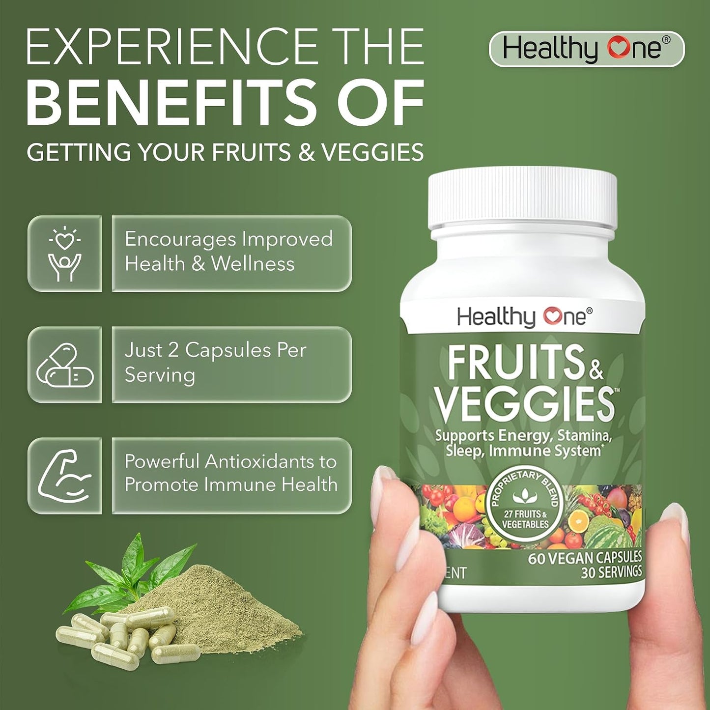 Fruits & Veggies Formula - 27 Premium Whole Foods - Organic - 120 Capsules - görsel 6