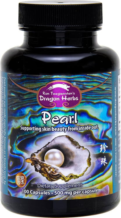 Dragon Herbs Pearl Powder Capsules – Pure Pearl Powder Supplement, 500 mg, 100 Capsules