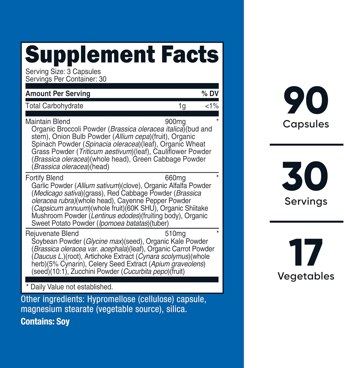 Nutricost Daily Vegetable Blend 90 Capsules (30 Servings) - 17 Vegetable Food Supplement - görsel 2