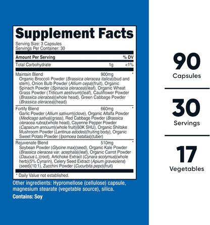 Nutricost Daily Vegetable Blend 90 Capsules (30 Servings) - 17 Vegetable Food Supplement