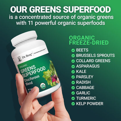 Dr. Berg's Greens Superfood Cruciferous Vegetable Tablets – 90 Tablets