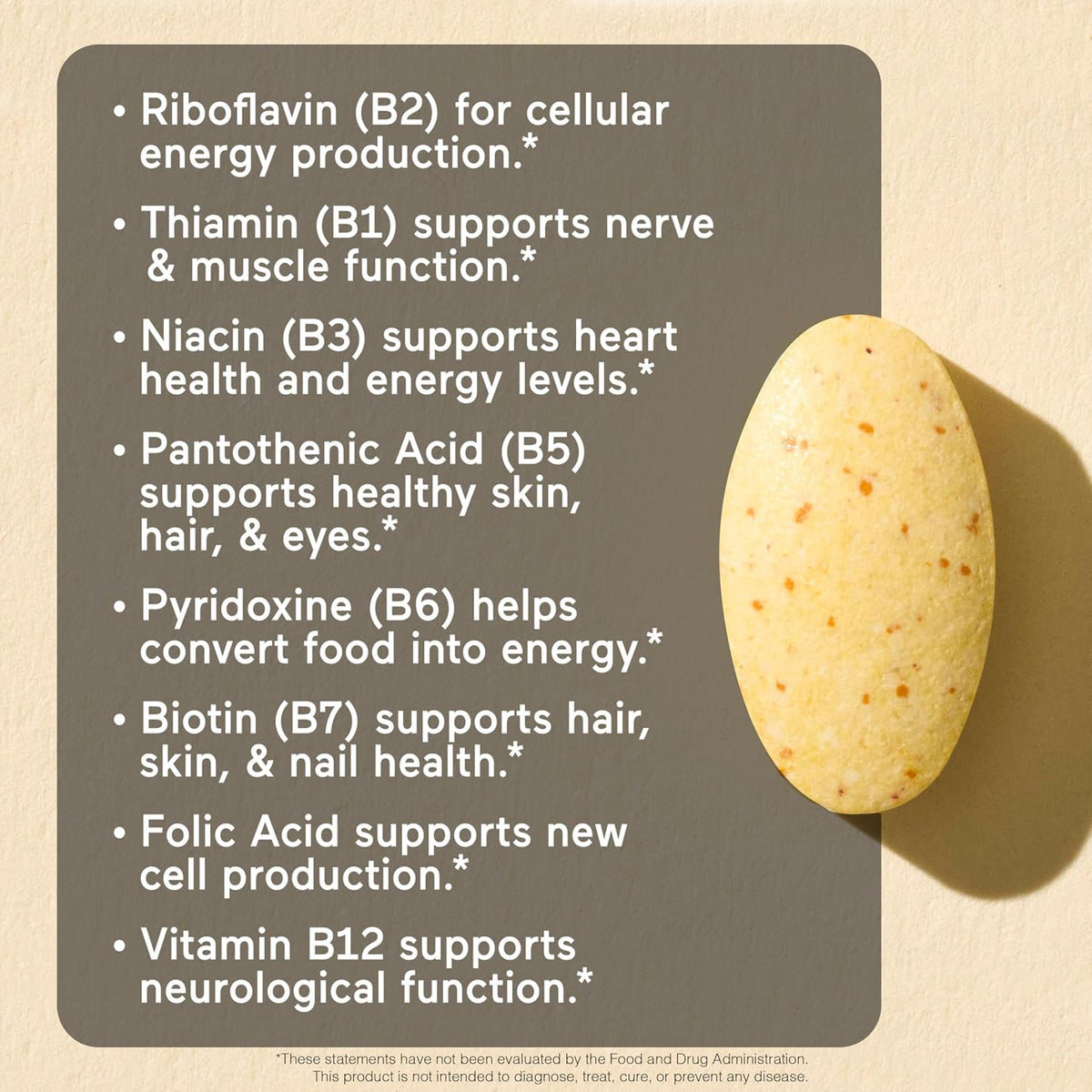 NatureWise Super Vitamin B Complex - with Vitamin C, Folic Acid, Biotin, B1, B2, B3, B6, B12 - Vegan, Non-GMO - 60 Tablets - görsel 3