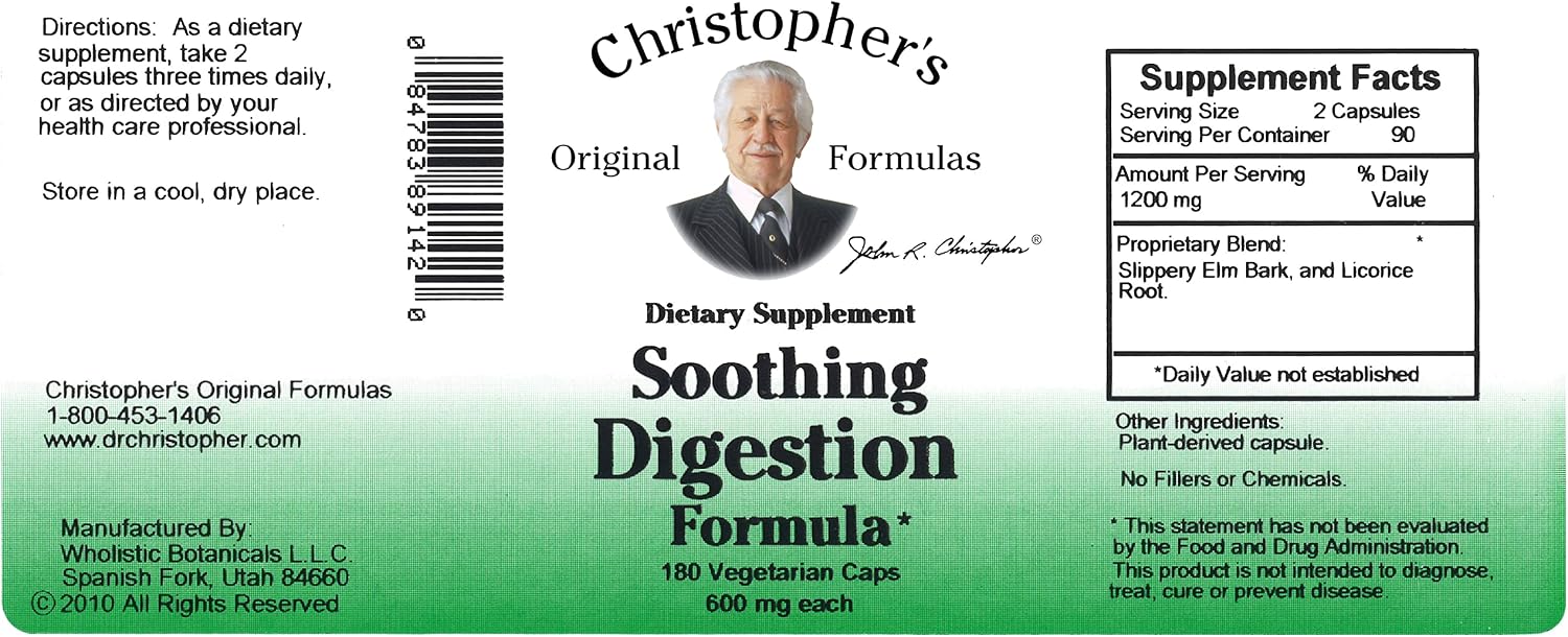 Christopher's Original Formulae Soothing Digestion – 180 Vegetarian Capsules - görsel 5