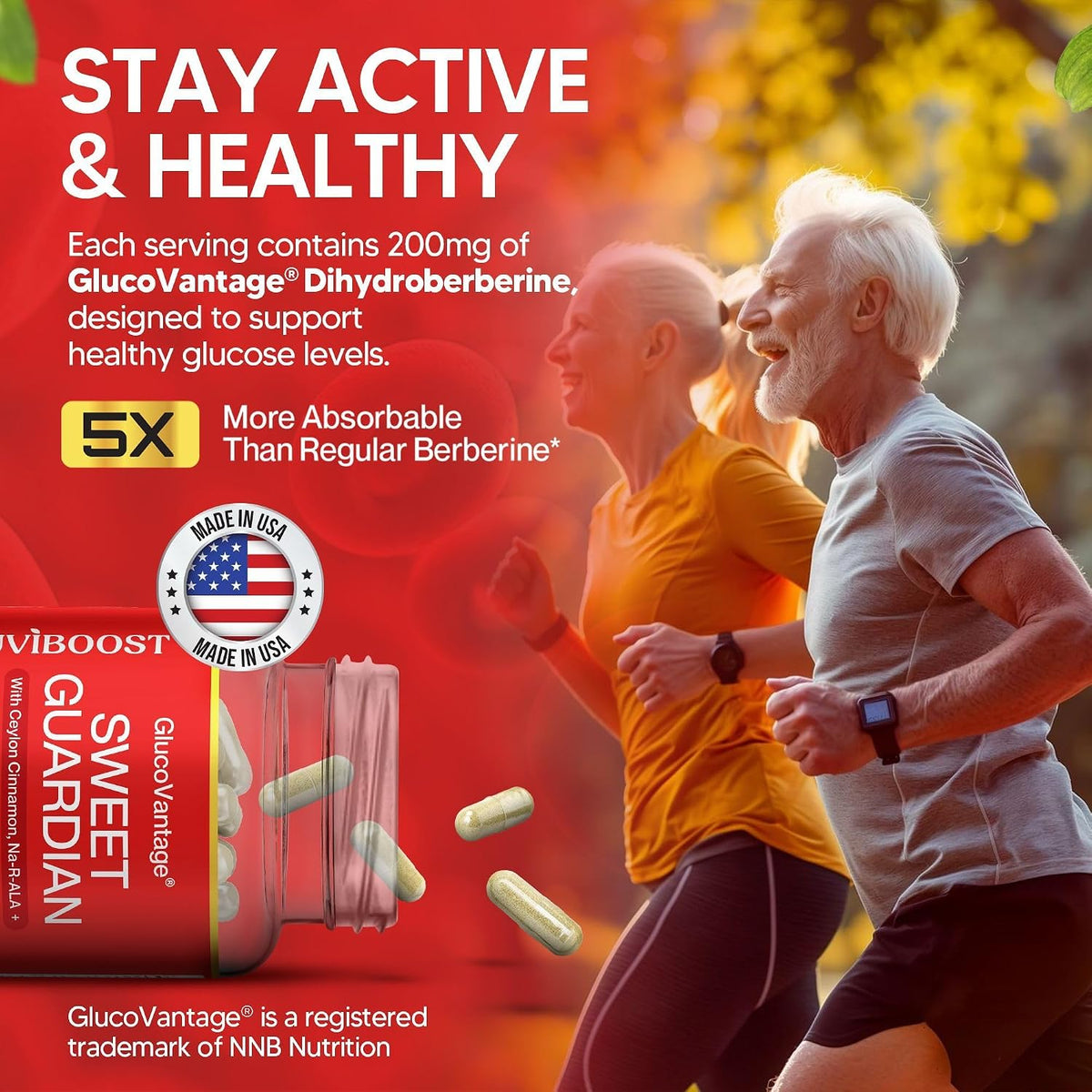 NUVIBOOST Super Dihydroberberine (GlucoVantage®) 200mg – Ceylon Cinnamon, ALA, Selenium, Gymnema, Benfotiamine - görsel 2