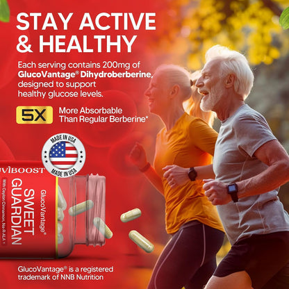 NUVIBOOST Super Dihydroberberine (GlucoVantage®) 200mg – Ceylon Cinnamon, ALA, Selenium, Gymnema, Benfotiamine