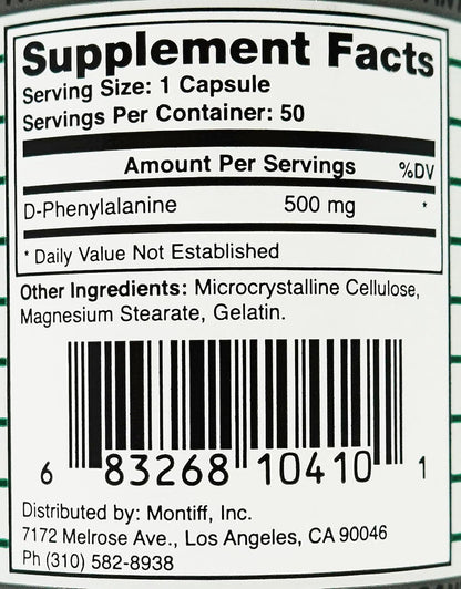 Montiff Pure D-Phenyl 500 mg - 50 Capsules