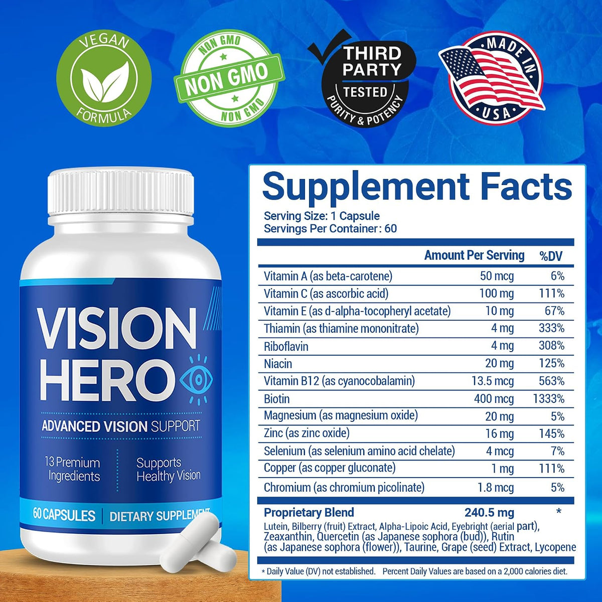Vision Hero Advanced Vision Support - 60 Capsules (Pack of 2) - görsel 5