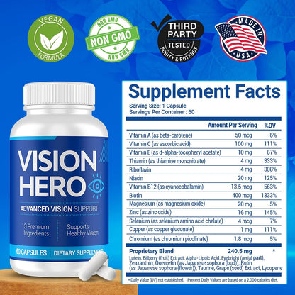 Advanced Vision Support Eye Health Supplements – 60 Capsules (Pack of Four)