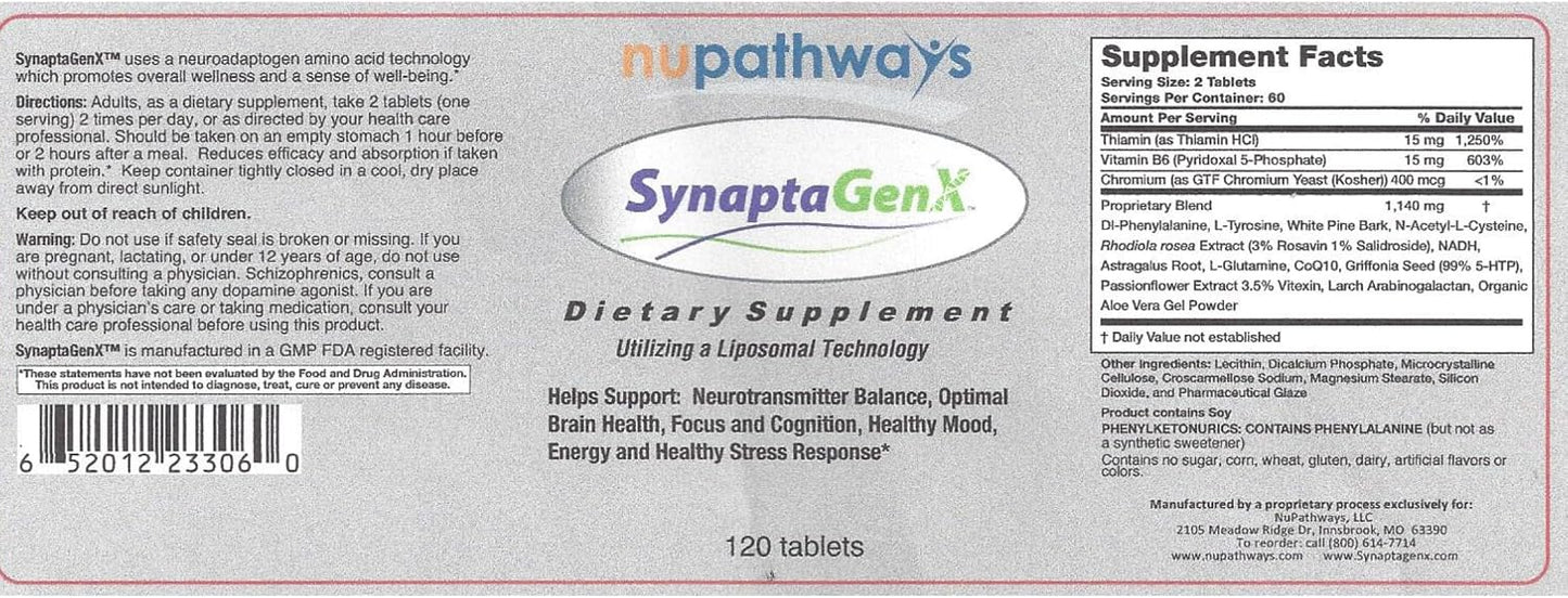 NuPathways SynaptaGenX (120 Tablets) - görsel 1