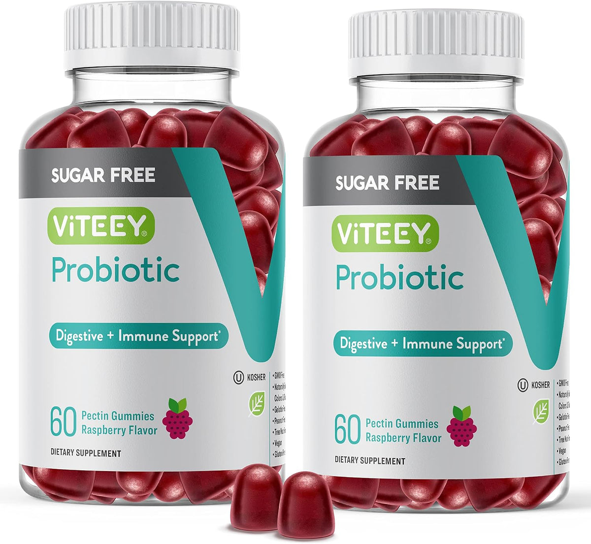 Viteey Probiotic Gummies for Women, Men & Teens, 2 Billion CFUs - Sugar-Free - görsel 1