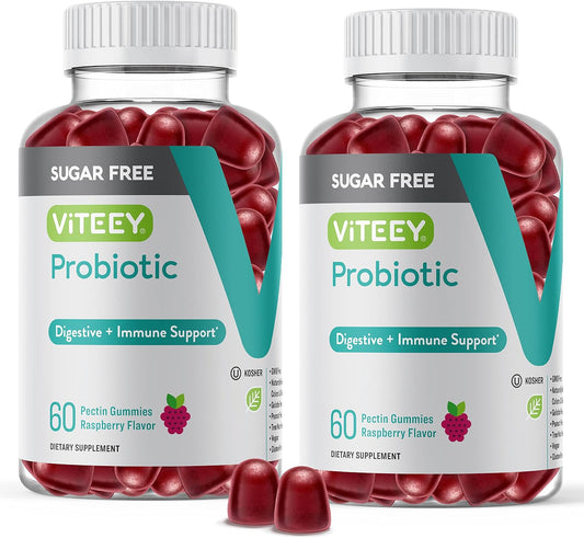 Viteey Probiotic Gummies for Women, Men & Teens, 2 Billion CFUs - Sugar-Free