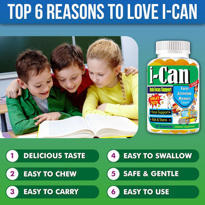 I-Can Kids Focus Gummies with Omega-3 DHA