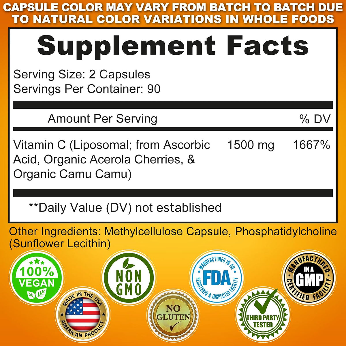 SUPPLEMENTS STUDIO Liposomal Vitamin C Capsules – 1500mg with Organic Acerola & Camu Camu – 180 Capsules – Image 2
