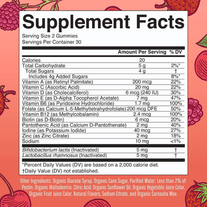 MaryRuth's Organic Kids Multivitamin + Postbiotic Gummies, Ages 4 and Over, 60 Gummies