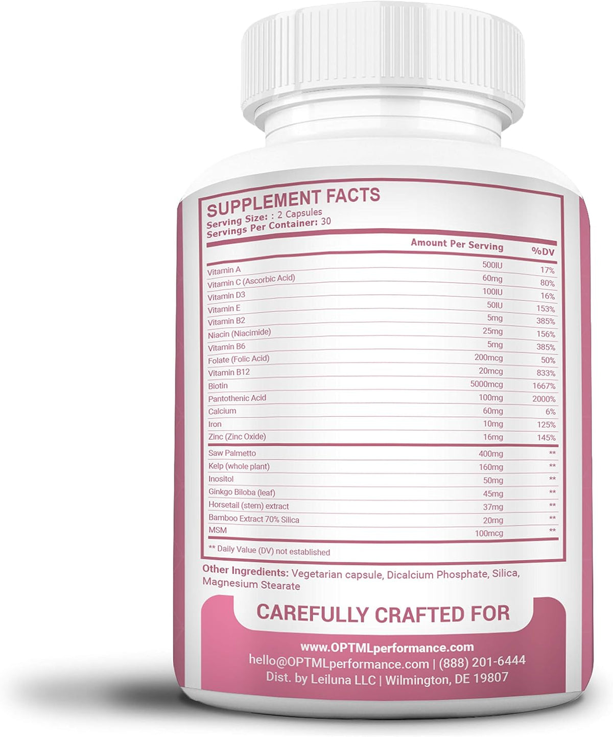 OPTML Hair and Nail Vitamins for Growth and Thickness, with Biotin, 60 Capsules - görsel 4