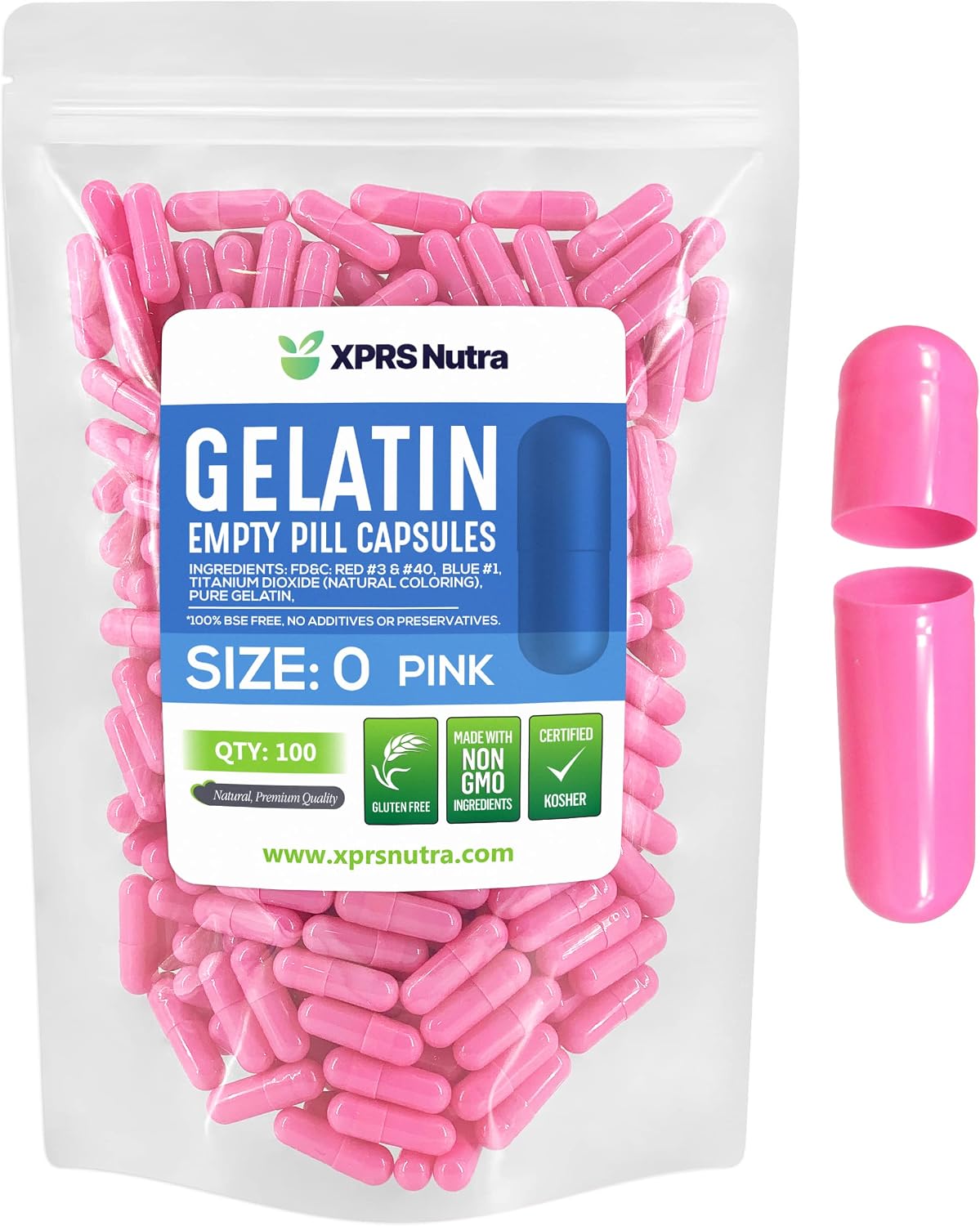 XPRS Nutra Size 0 Empty Capsules - 100 Count Empty Gelatine Capsules - DIY Capsule Filling - Pure Bovine Gel Caps for Homemade Supplements (Black/Red) - görsel 6
