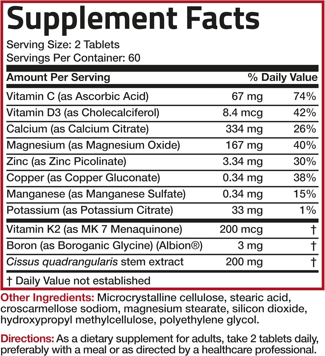 Bronson Bone Health & Strength Complex – High Potency with Vitamin K2 MK-7, Calcium, Magnesium, D3 – 120 Tablets - görsel 7