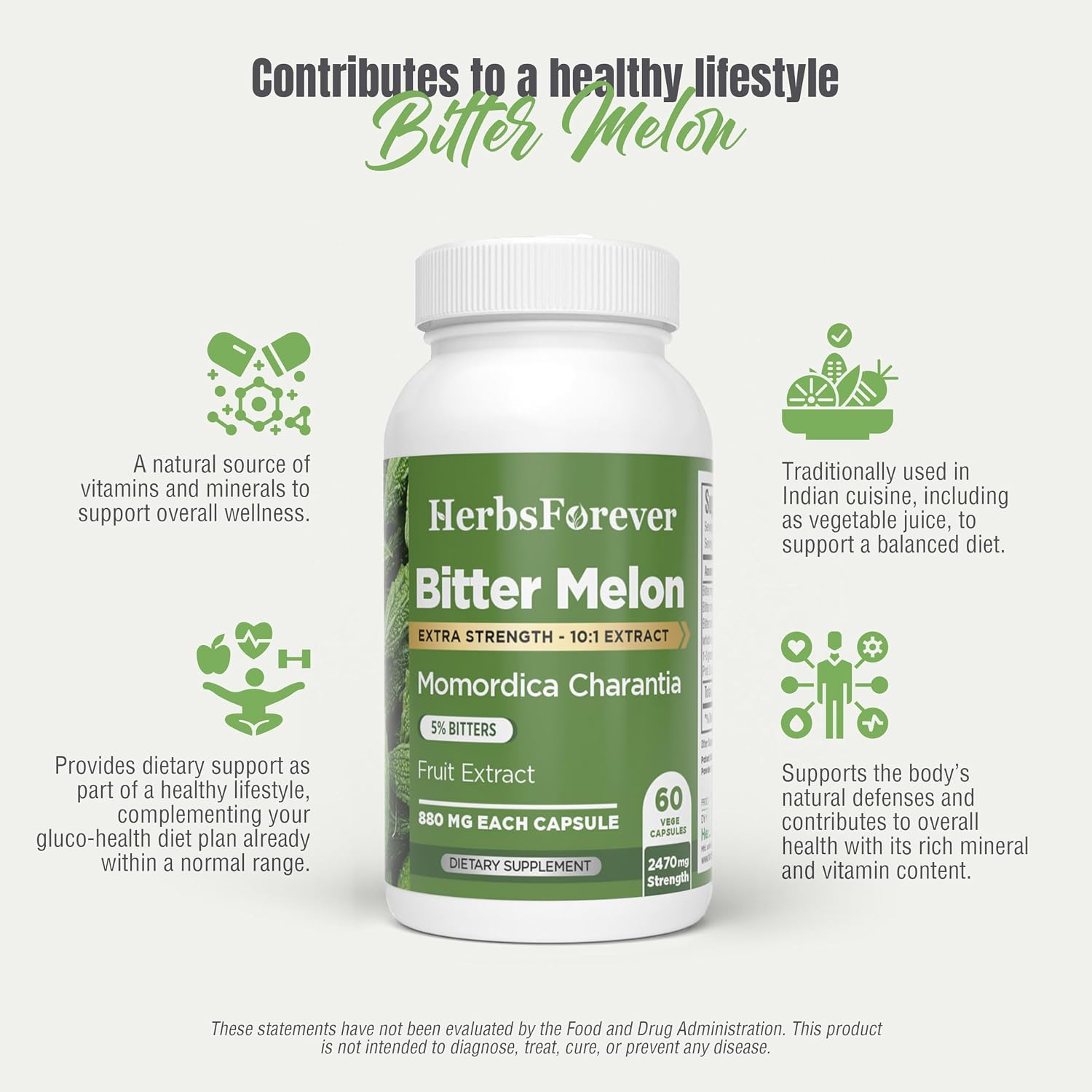HerbsForever Bittermelon (Karela) Extra Strength (10:1) Extract – 880mg, 60 Veg Capsules - görsel 7