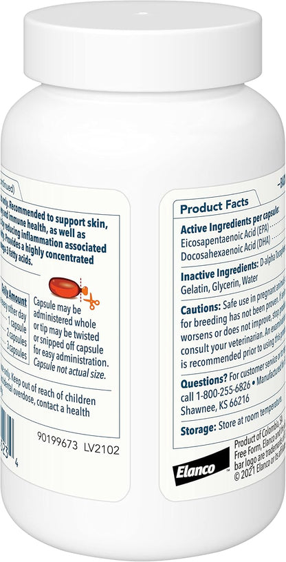 Free Form Snip Tips Omega-3 Fish Oil Liquid Supplement for Small Dogs and Cats, 60 Capsules