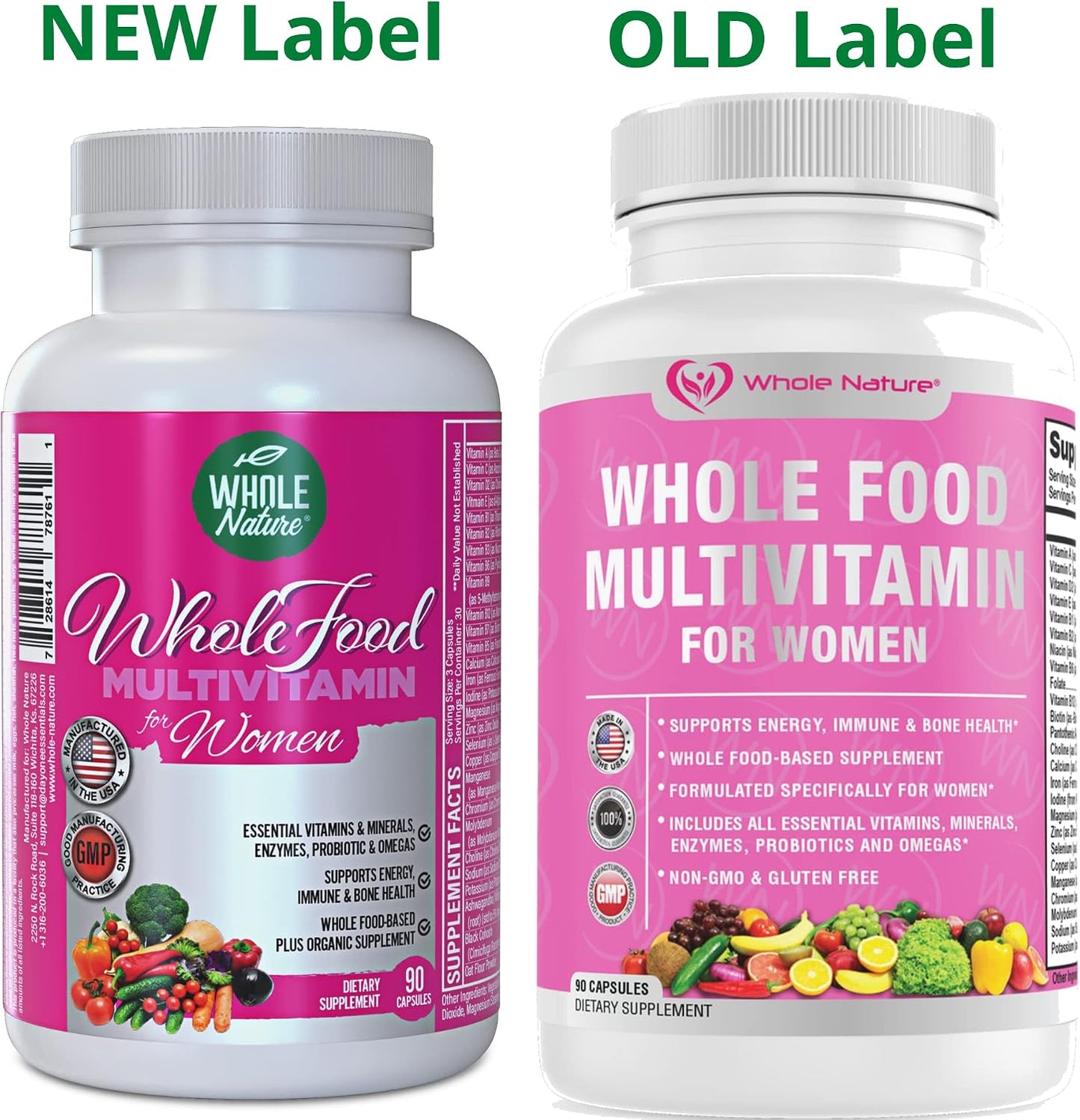 Whole Nature Whole Food Multivitamin for Women - Vegan, Non-GM, with Folate, B12, Probiotics & Omegas (90 Capsules) - görsel 8